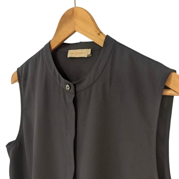 Tory Burch Navy Blue Mandarin Collar Blouse - Picture 3 of 13